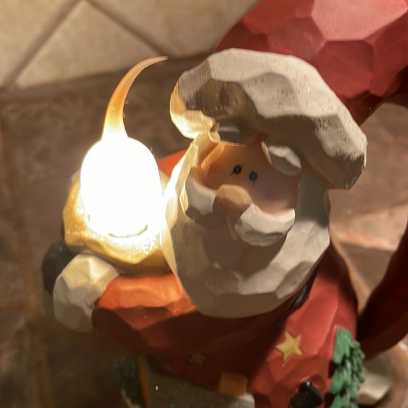 Vintage Ceramic Christmas Santa Holding A Candle Electric Lights Up Candle - Picture 13 of 16